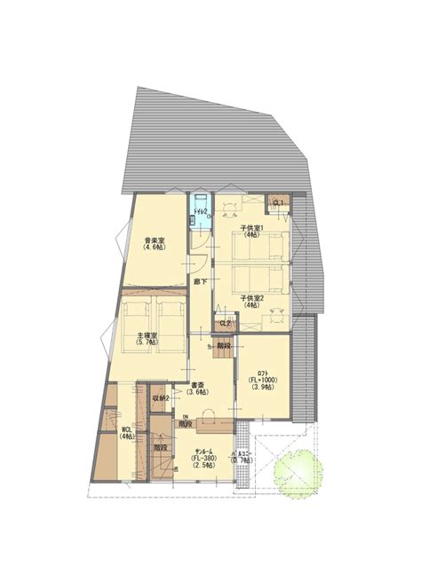 【suumo】 【狭小住宅】35坪の角地で、3台分のビルトインガレージ、音楽室、中庭のある家 ジューケン の建築実例詳細 注文住宅