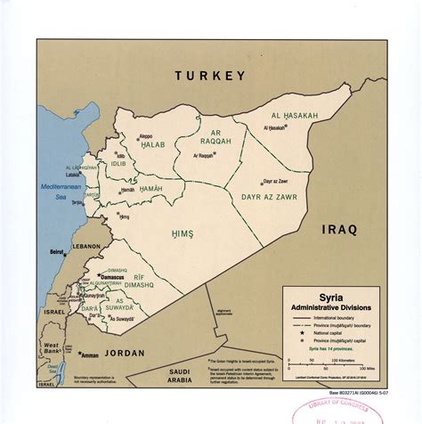 large detailed administrative divisions map  syria  syria