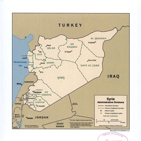 Large Detailed Administrative Divisions Map Of Syria 2007 Syria