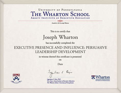 Executive Presence And Influence At Wharton Online Certificate And