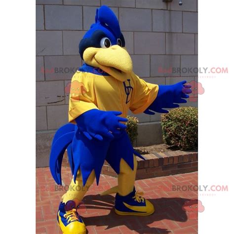 Blue bird mascot in sportswear - Forest animals - Sizes L (175-180CM)