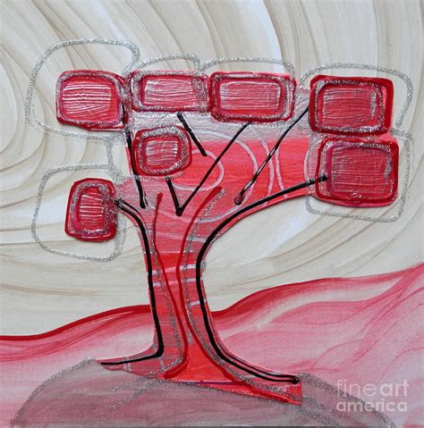 Hot Pink Geom Tree Painting By L Cecka Fine Art America