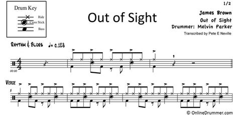 a sheet music score with the words out of sight written in black and ...