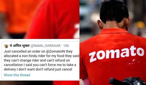 Customer Cancels His Zomato Order For Sending A Non Hindu Driver For