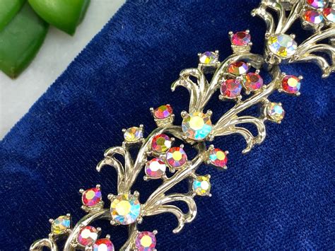 Vintage Rhinestone Bracelet 1950s 1960s Selini Costume Jewelry Etsy