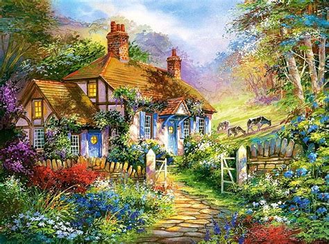 Cottage In The Forest Painting