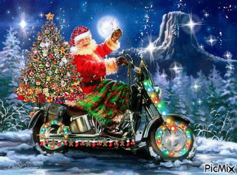 10 Santa Claus Christmas Animated Images Motorcycle Christmas