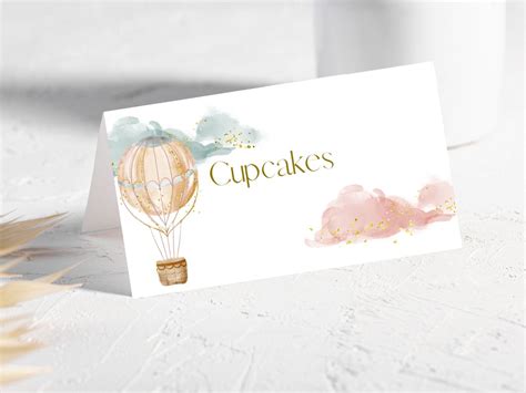 Editable Up And Away Hot Air Balloons Gender Neutral Cake Cupcake Topper Birthday Party Decor