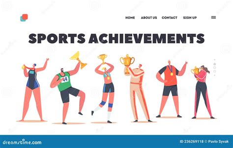 Sports Achievements Landing Page Template Young Smiling Happy