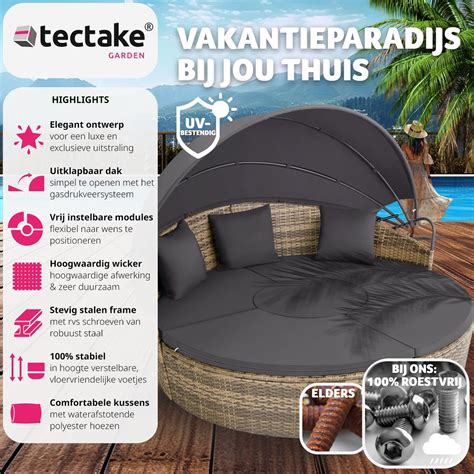 Tectake Wicker Zonne Eiland Ligbed Tuinset Loungeset Santorini