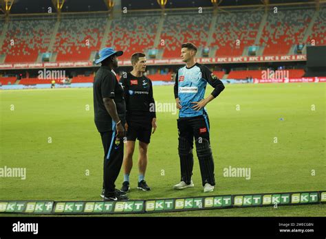 Gold Coast Australia 22nd Jan 2024 David Payne 14 Adelaide With Coaching Staff After The