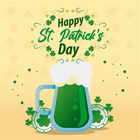 Premium Vector Happy Saint Patricks Day Lettering With Green Beer And