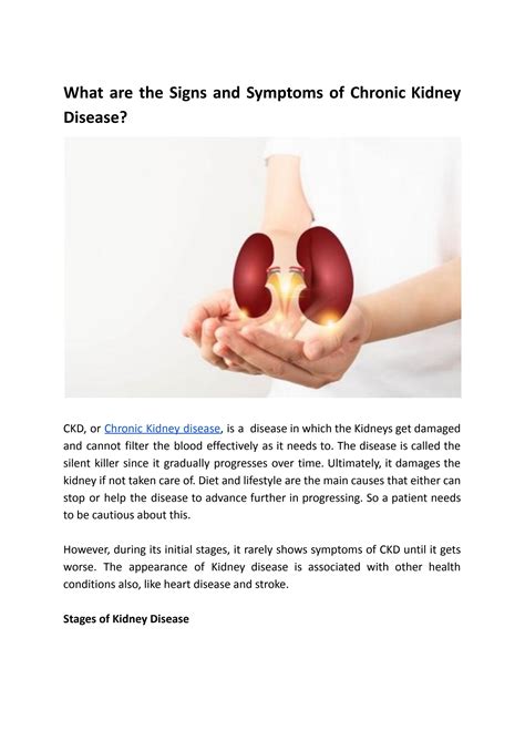 Warning Signs and Symptoms of Chronic Kidney Disease by Kidney ...