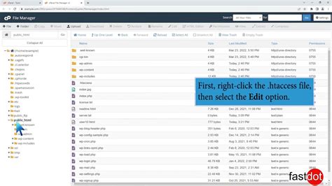 How To Edit The Htaccess File Through Cpanel File Manager