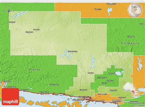 Physical 3d Map Of Sudbury Political Outside