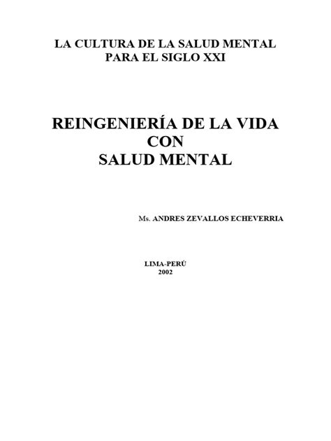 La Cultura De La Salud Mental Para El Siglo Xxi Pdf