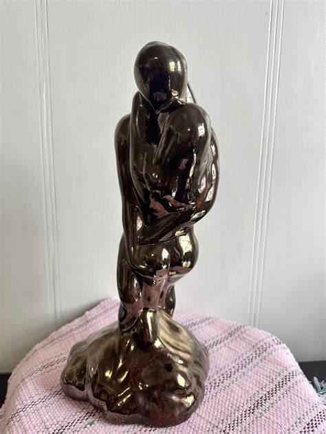 Nude Statue Nude Couple Kissing Statement Art Sculpture Collectible Nude Hand Painted