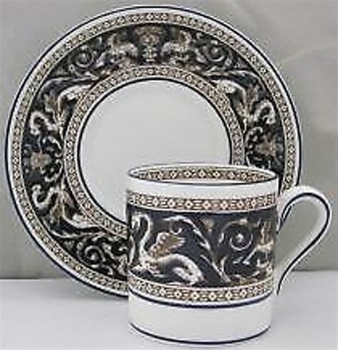 Set Of 4 Wedgwood Florentine Dark Blue Rim 1956 Bond Demitasse Cup