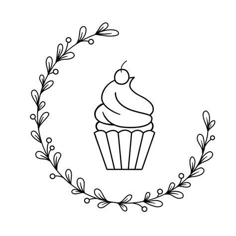 Premium Vector Monochrome Bakery Or Store Logo Cupcake With Cherry In