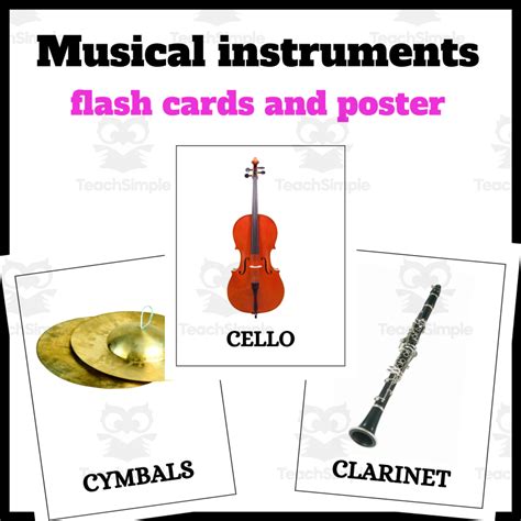 Musical Instruments Flash Cards And Poster Real Photos By Teach Simple