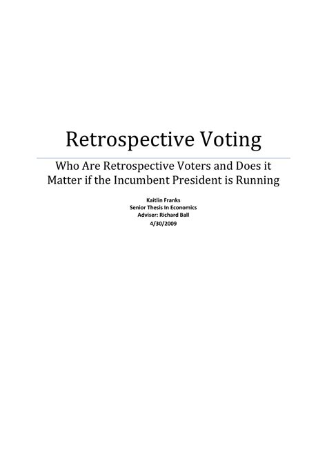 Retrospective Voting Senior Theses Papers Projects