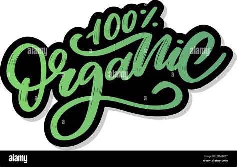 Organic Brush Lettering Hand Drawn Word Organic With Green Leaves