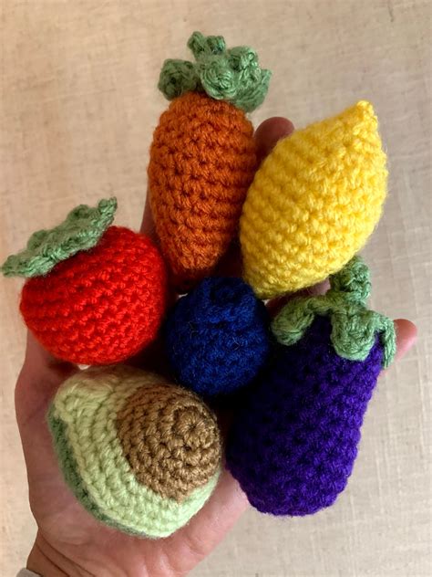 Mini Crochet Frutas Verduras Tomate Berenjena Aguacate Etsy