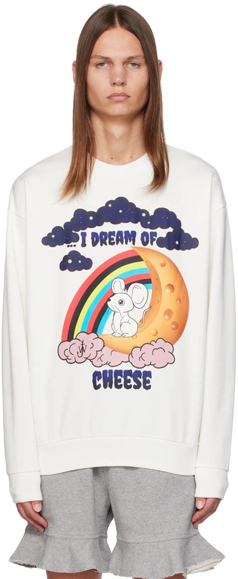 JW Anderson Pull molletonné I Dream Of Cheese blanc cassé SSENSE