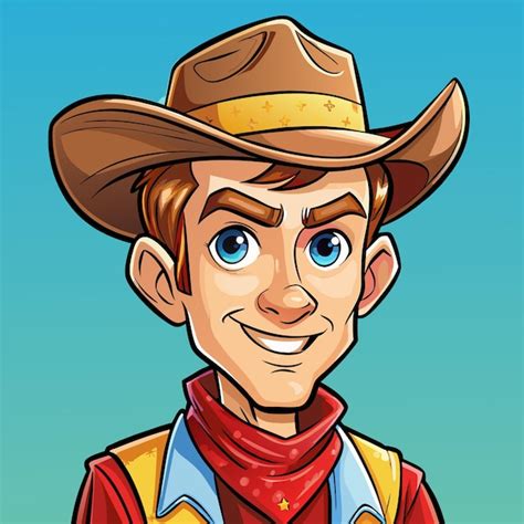 Um desenho animado de um cowboy um chapéu de cowboy Vetor Premium