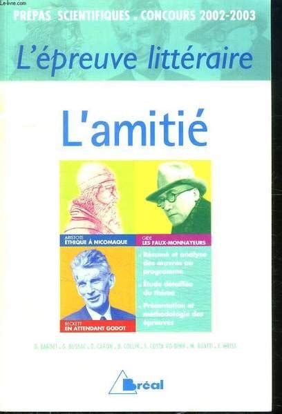 L Epreuve Litteraire L Amitie Aristote Ethique A Nicomaque Andre