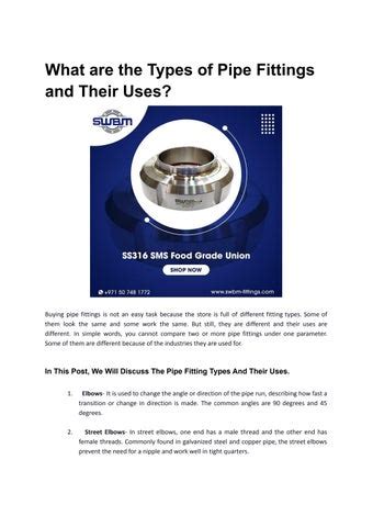 What are the Types of Pipe Fittings and Their Uses? by Sunel Wala Building Materials Trading Co ...