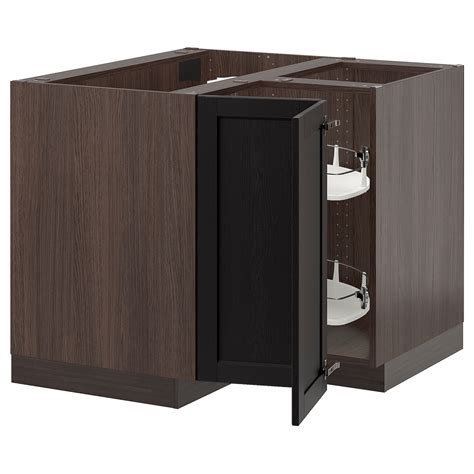 SEKTION Corner base cabinet with carousel - brown, Lerhyttan black ...