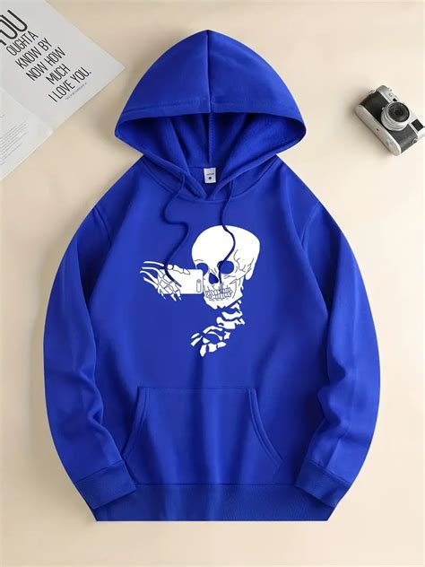 Halloween Skeleton Print Hoodie Hoodies Men Mens Casual Temu Norway