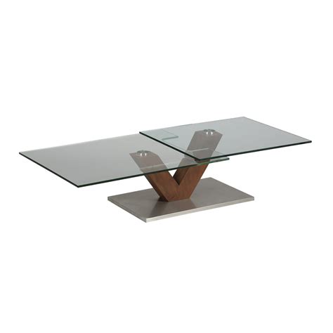 Table Basse Rectangulaire Socle En Acier Et Double Plateau En Verre