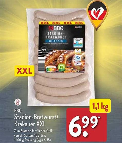 Bbq Stadion Bratwurst Oder Krakauer XXL Angebot Bei ALDI Nord