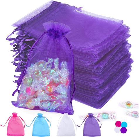 Angooni 4x6 Inches Purple Organza Bags For Jewelry Party