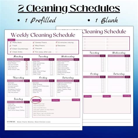 Printable Cleaning Checklist Weekly Cleaning Schedule Weekly Etsy