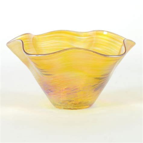 Glass Eye Studios Mini Wave Bowl Gold Hand Blown Glass Sculpture