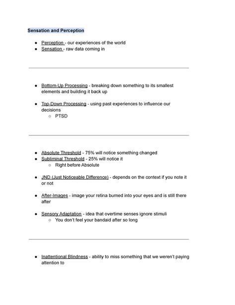 Sensation and Perception - Studocu