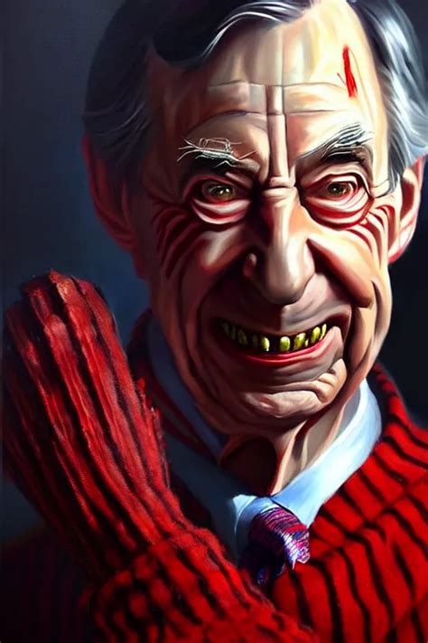 Hyper Realistic Portrait Painting Of Evil Mr Rogers Stable Diffusion