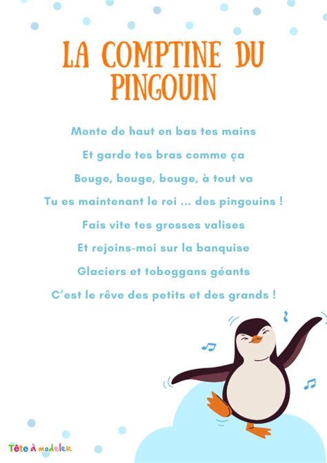 La Comptine Du Pingouin Parole De Chanson Tete A Modeler