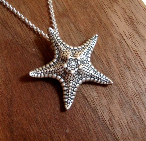 Starfish Necklace Sterling Silver Oxidized Starfish Pendant