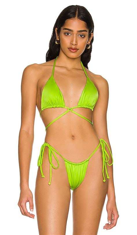 Frankies Bikinis Tatum Satin Bikini Top In Slime Revolve