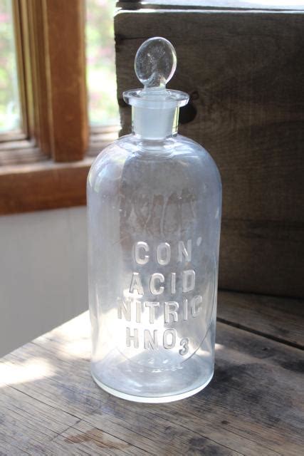 Old Embossed Glass Bottles Antique Apothecary Pharmacy Chemical Bottle Vintage Lab Glass