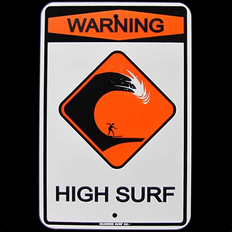 Warning High Surf Us Made Metal Street Sign Beach Bar Pub Surf Shop