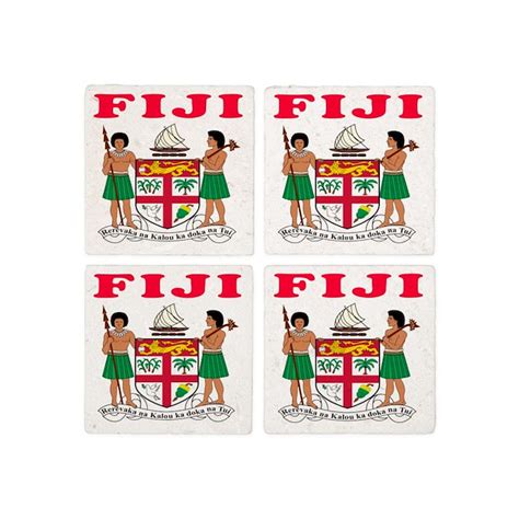 Fiji Coat Of Arms Designs Tile Coaster by majortees