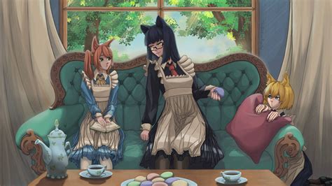 Tea Time And Cat Maids By Thedarkestrenfan On Deviantart