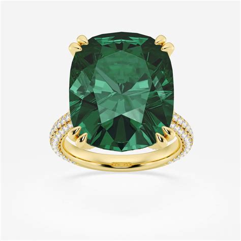 18 0x14 5mm Elongated Cushion Cut Created Emerald And 1 1 2 Ctw Round