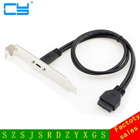 50cm Type C Usb C Female To Usb 3 0 Motherboard 20pin Panel Mount Cable With Rear Pci Back Panel