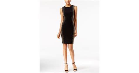 Lyst Calvin Klein Studded Sheath Dress In Black